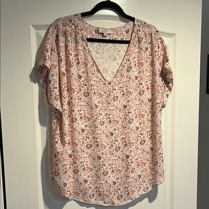 Loft Women's Floral V-Neck Top - Pink